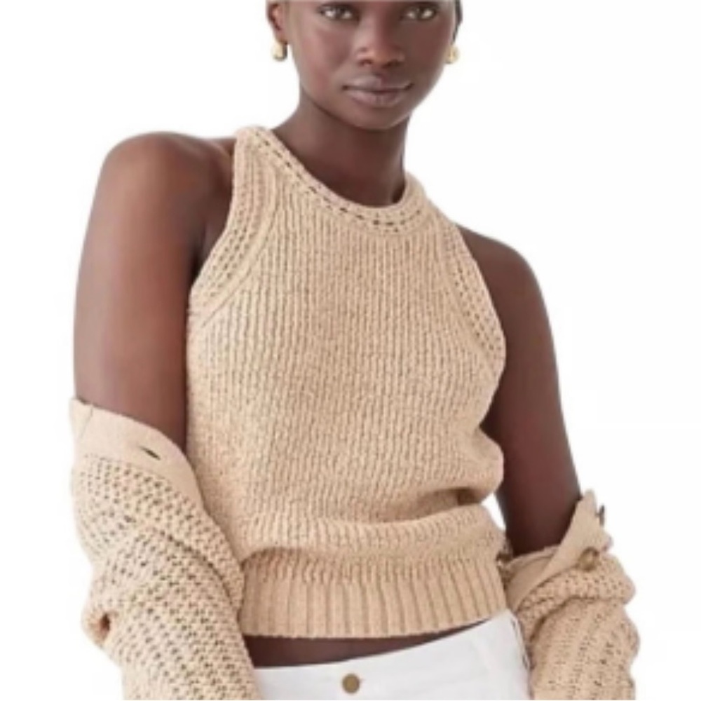 New w/o Tag..  J. Crew High-neck textured pointelle sweater-tank.. Size L
